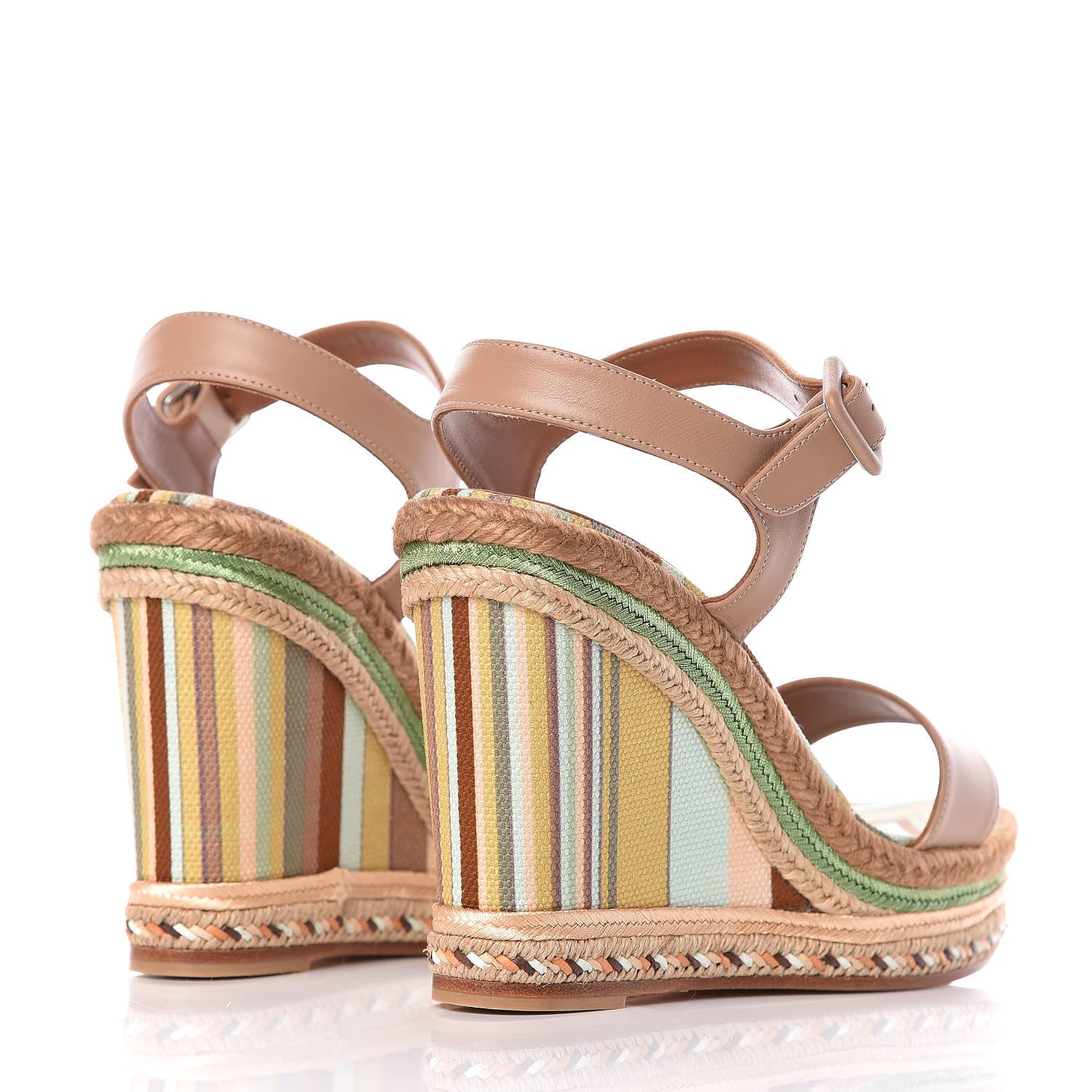 Valentino Garavani Canvas Calfskin Native Couture 1975 Espadrille Wedge Sandals 38 Alpaca Multicolor 4 of 11