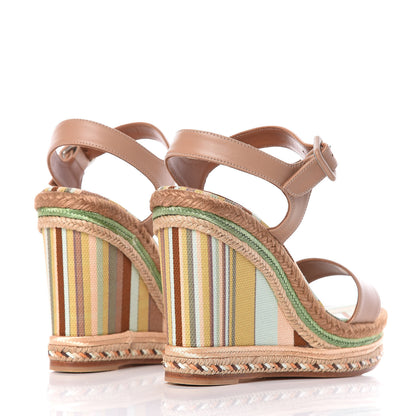 Valentino Garavani Canvas Calfskin Native Couture 1975 Espadrille Wedge Sandals 38 Alpaca Multicolor 4 of 11