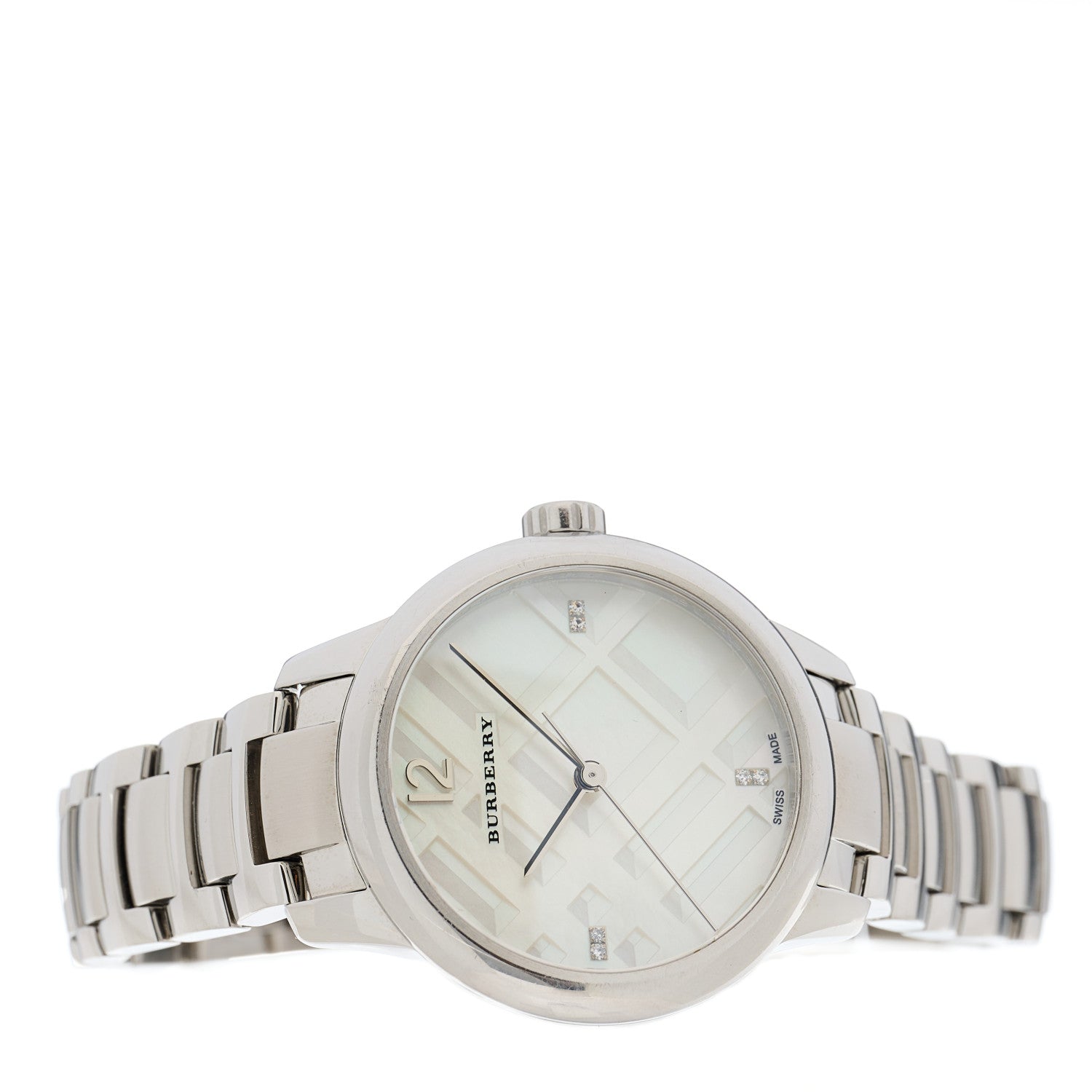 Burberry Stainless Steel Diamond Mother of Pearl 32mm Classic Round Quartz Watch BU10110 2 of 4