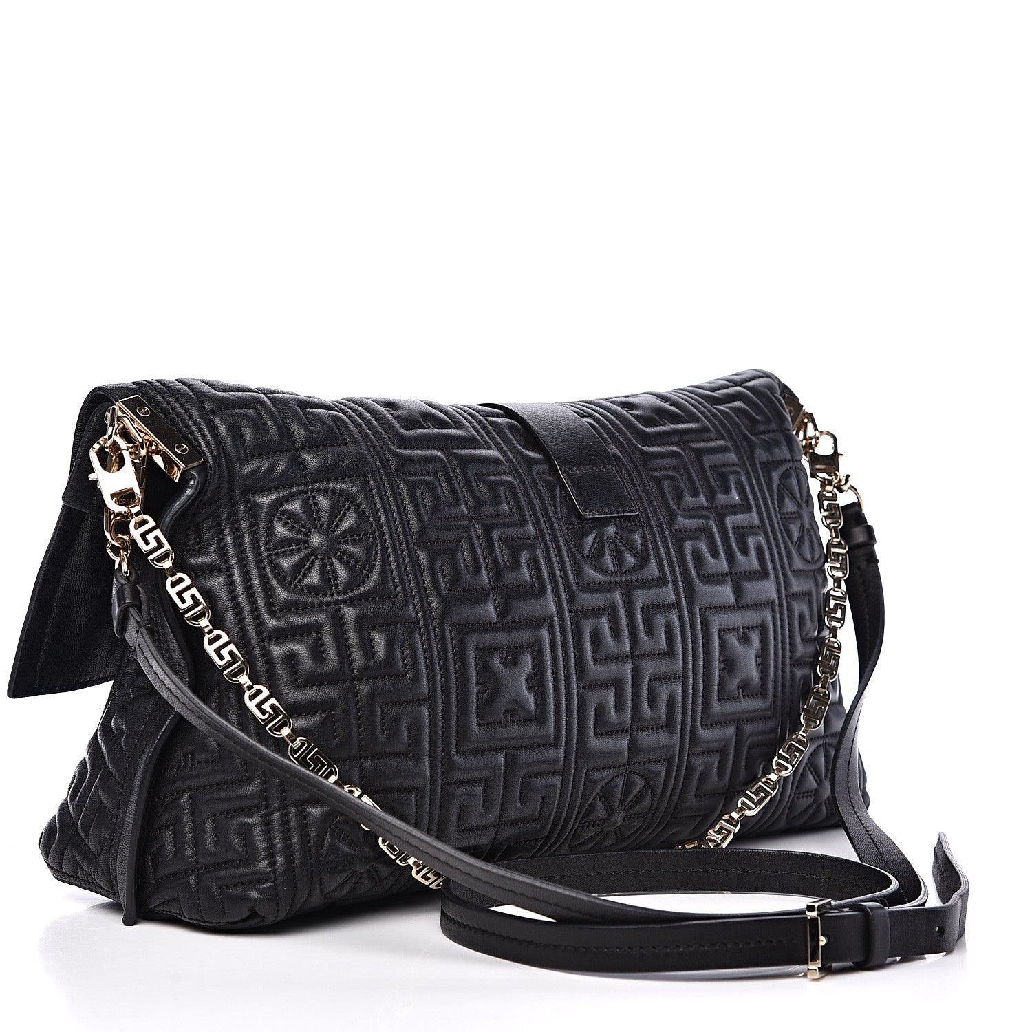 Versace Nappa Ricamo Quilted The Greek Shoulder Bag Black 2 of 10