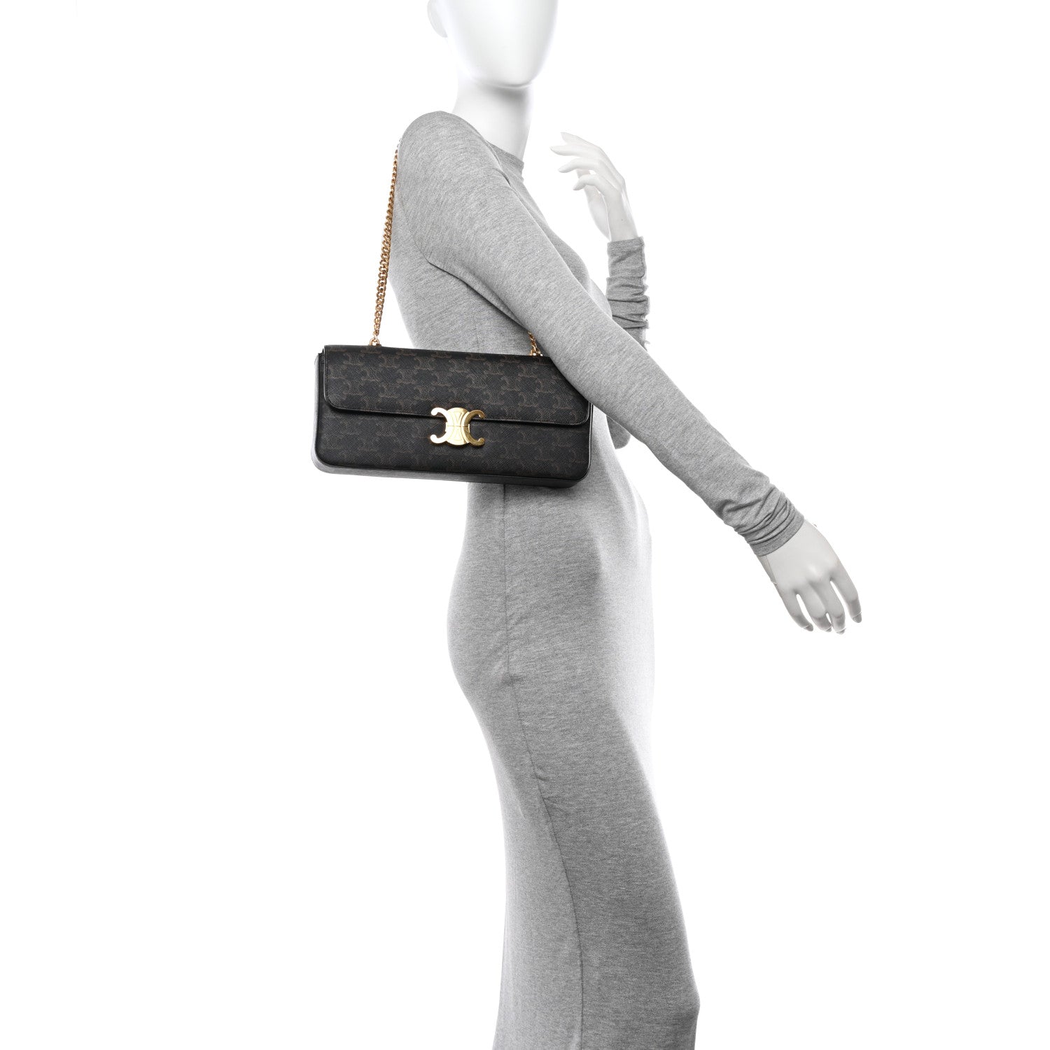 Celine Triomphe Canvas Chain Bag Tan 2 of 14