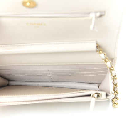 Chanel Lambskin Quilted Chain Around Wallet On Chain WOC White 5 of 10