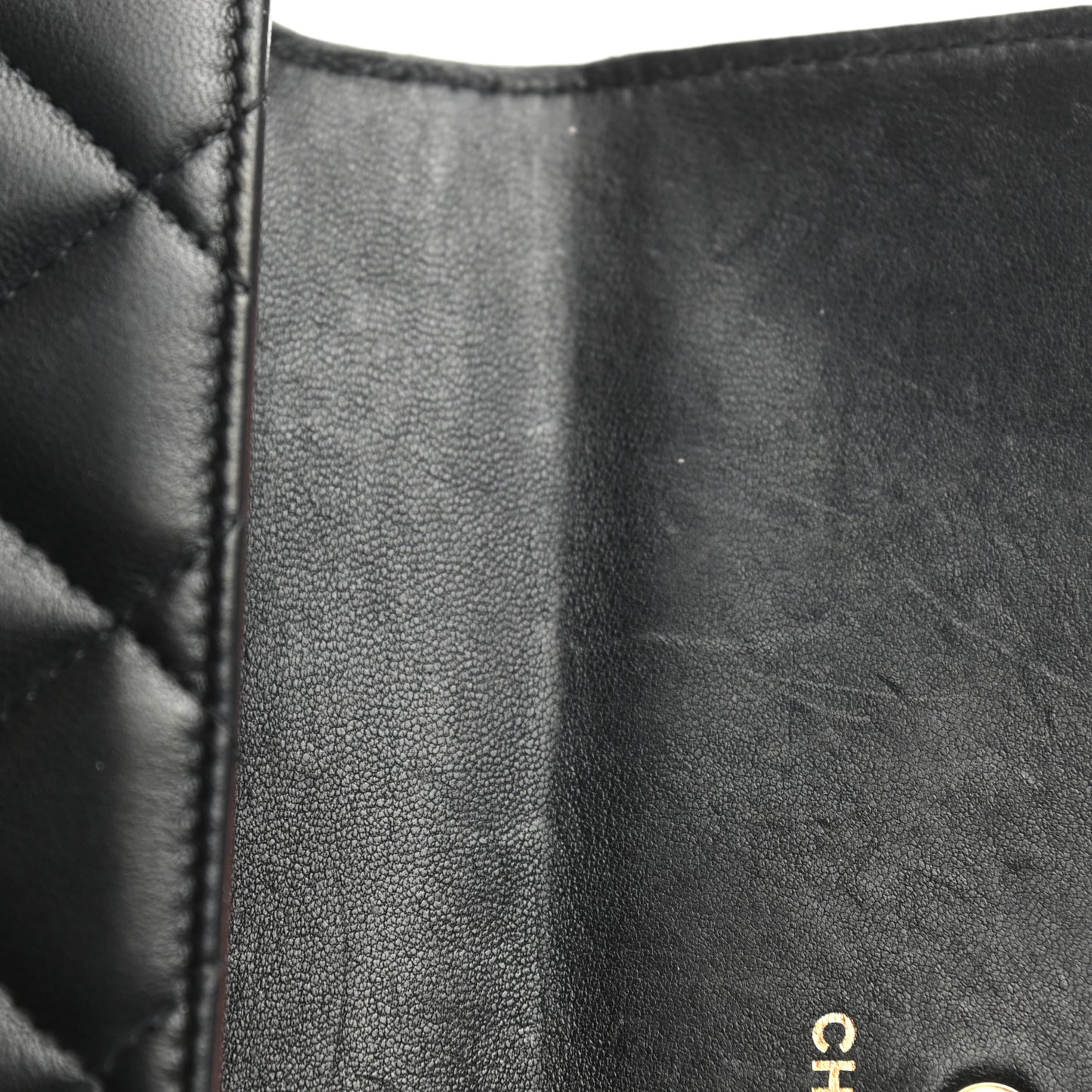 Lambskin Quilted Large Gusset Flap Wallet Black