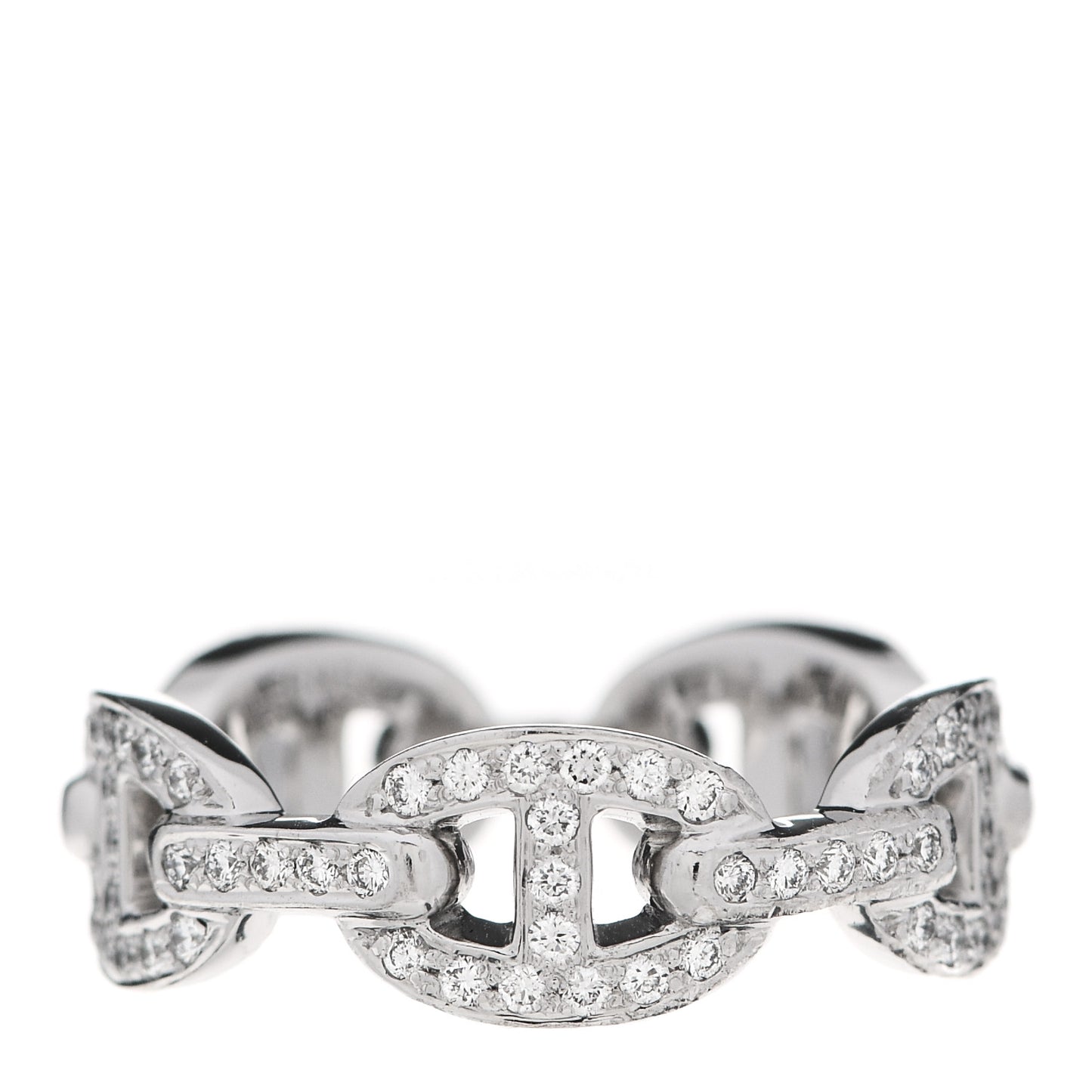 18K White Gold Diamond Chaine d'Ancre Ring 52 6