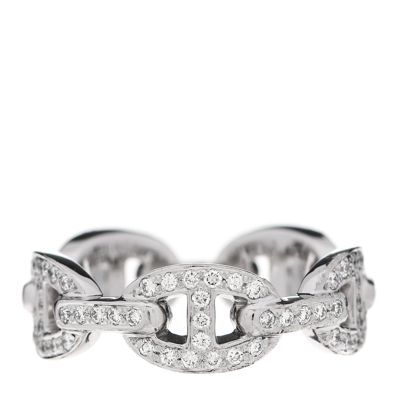 Hermes 18K White Gold Diamond Chaine d'Ancre Ring 52 6 1 of 5