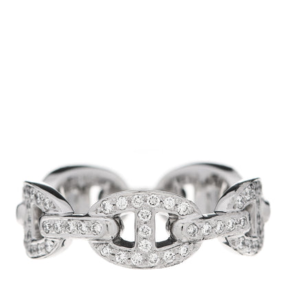 Hermes 18K White Gold Diamond Chaine d'Ancre Ring 52 6 1 of 5