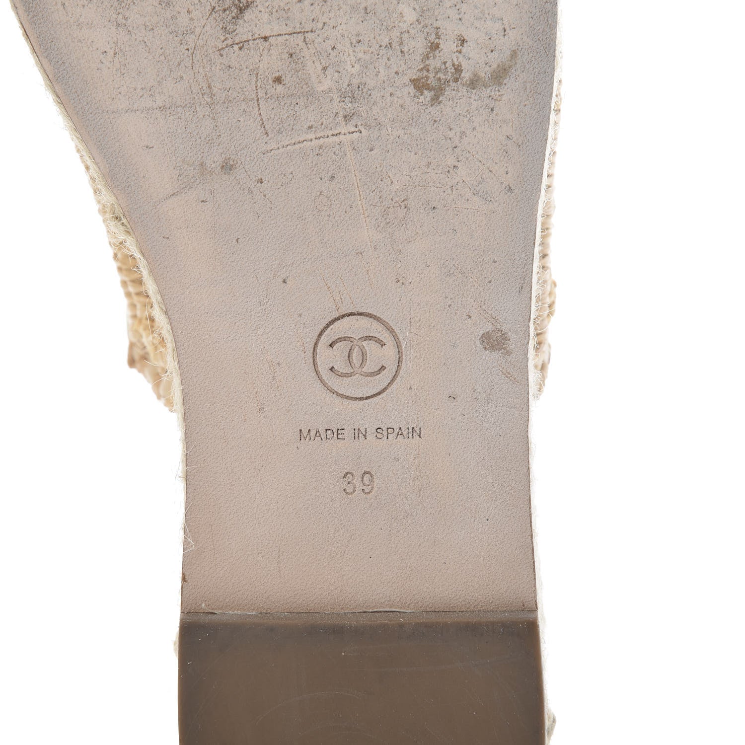 Chanel Lambskin Grosgrain CC Espadrille Mules 39 Beige Black 6 of 9