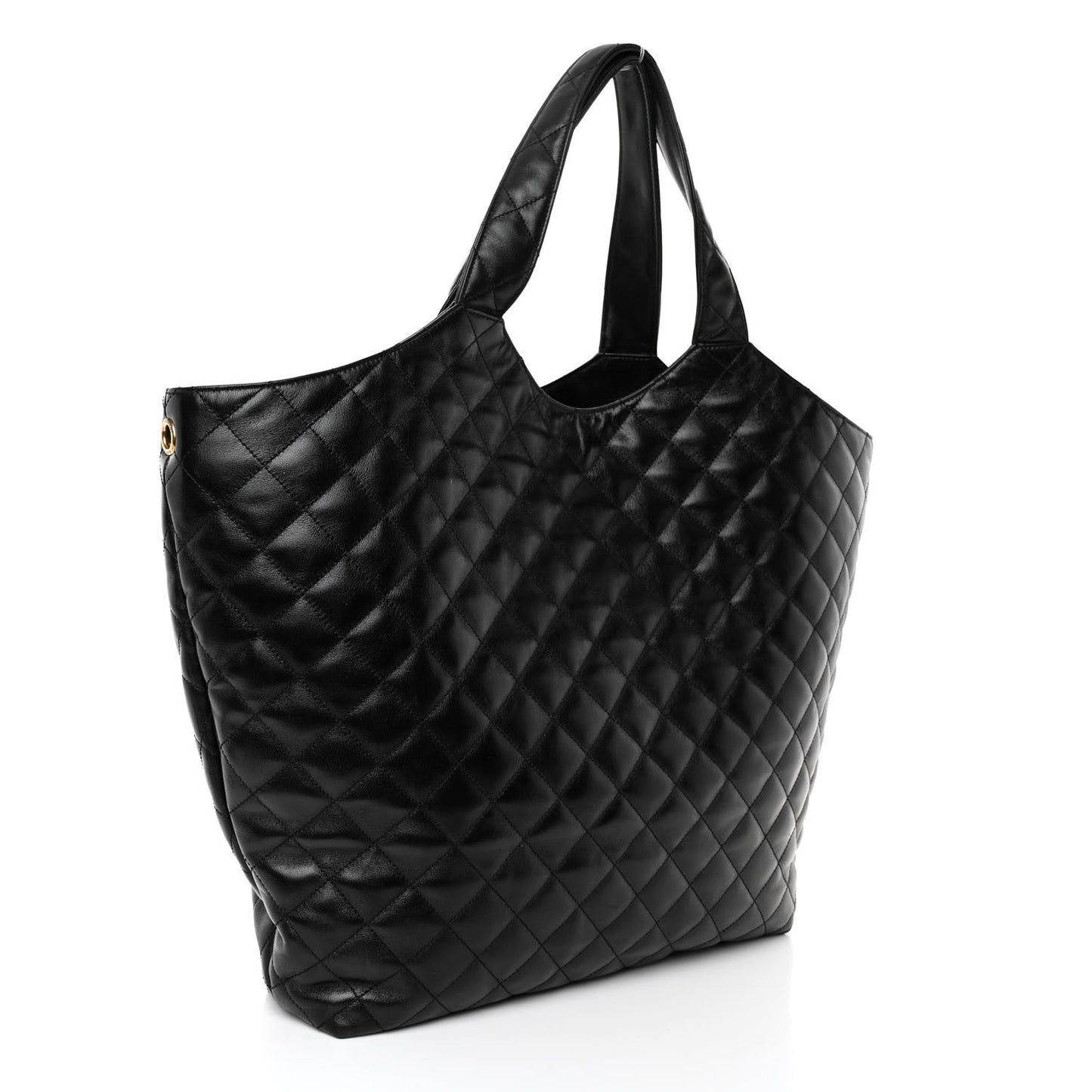 Lambskin Quilted Maxi Icare Shopping Tote Black