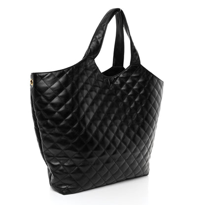 Saint Laurent Lambskin Quilted Maxi Icare Shopping Tote Black 4 of 10