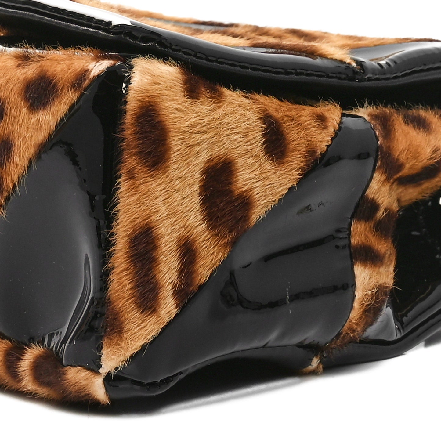 Patent Pony Hair Leopard Print Patchwork Monochrome Monogram Medium Jamie Natural Black