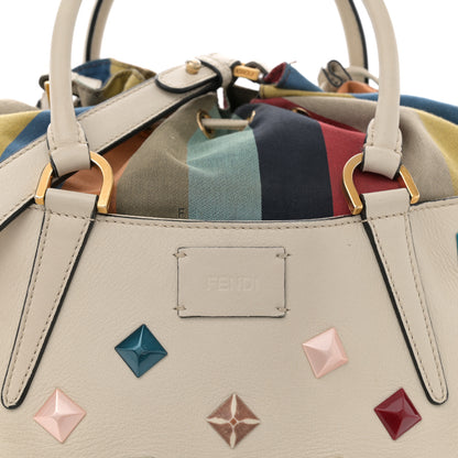 Fendi Calfskin Studded Medium B Fab Drawstring Tote Milk Multicolor 8 of 15