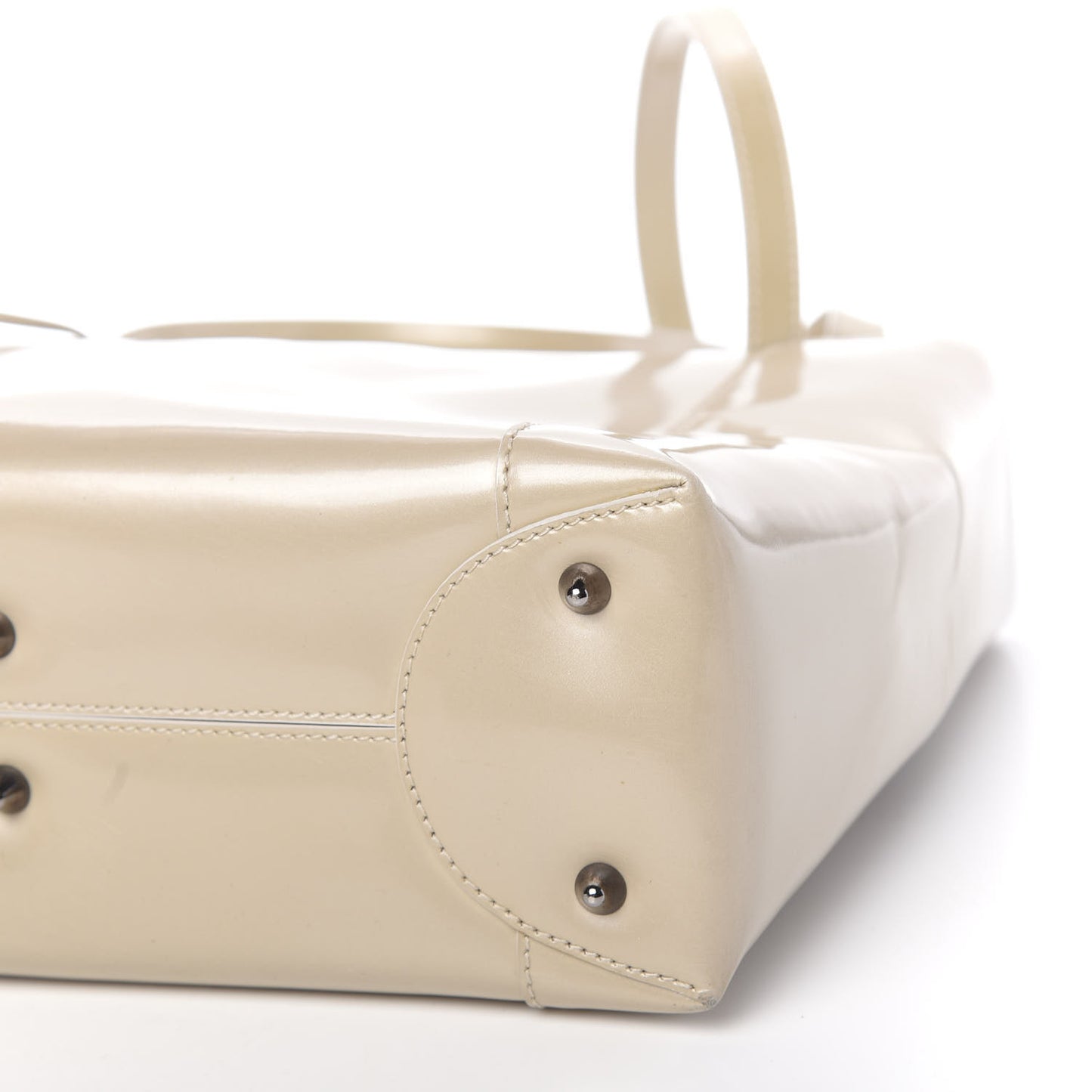 Calfskin Maris Pearl Beaded Top Handle Bag Beige