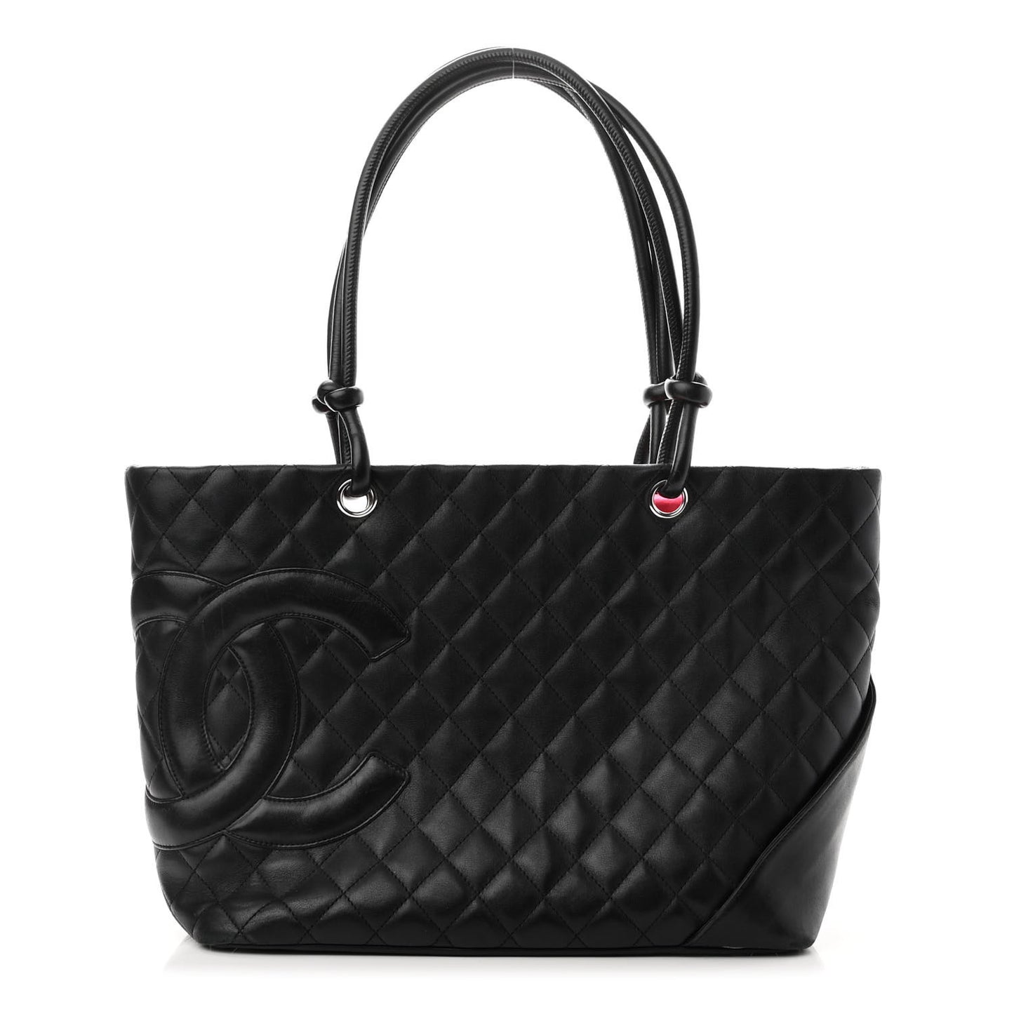 Calfskin Quilted Large Cambon Tote Black