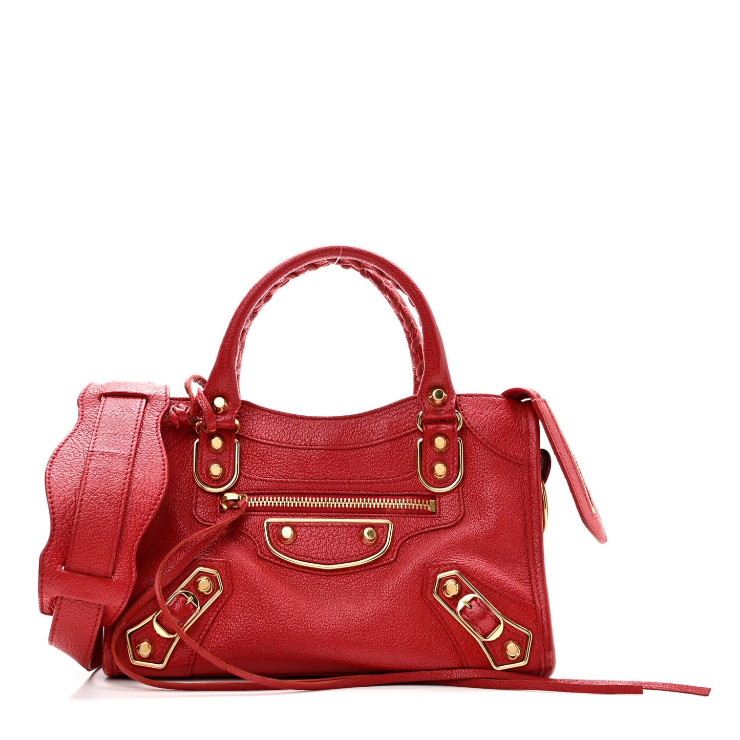 Chevre Gold Metallic Edge Hardware Mini City Rouge Grenade