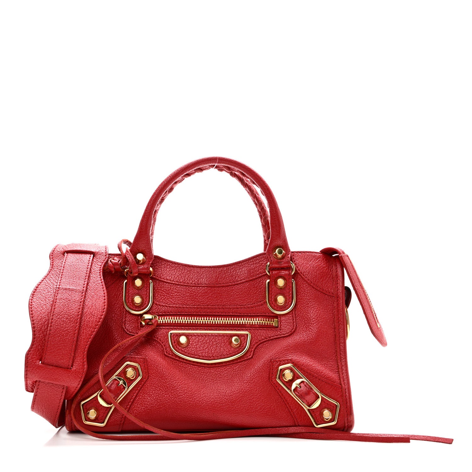 Balenciaga Chevre Gold Metallic Edge Hardware Mini City Rouge Grenade 1 of 12