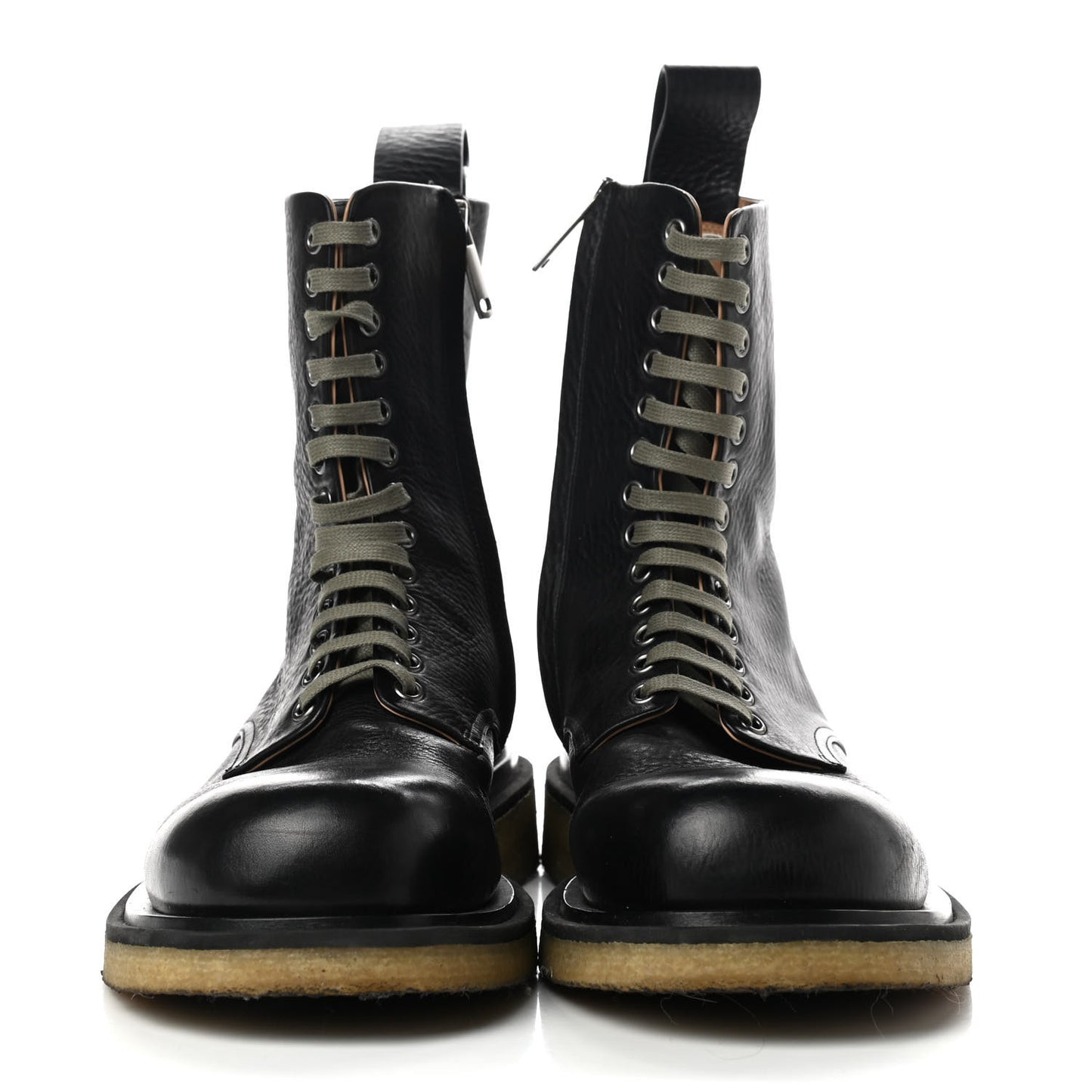 Calfskin Lace Up Boots 43 Black
