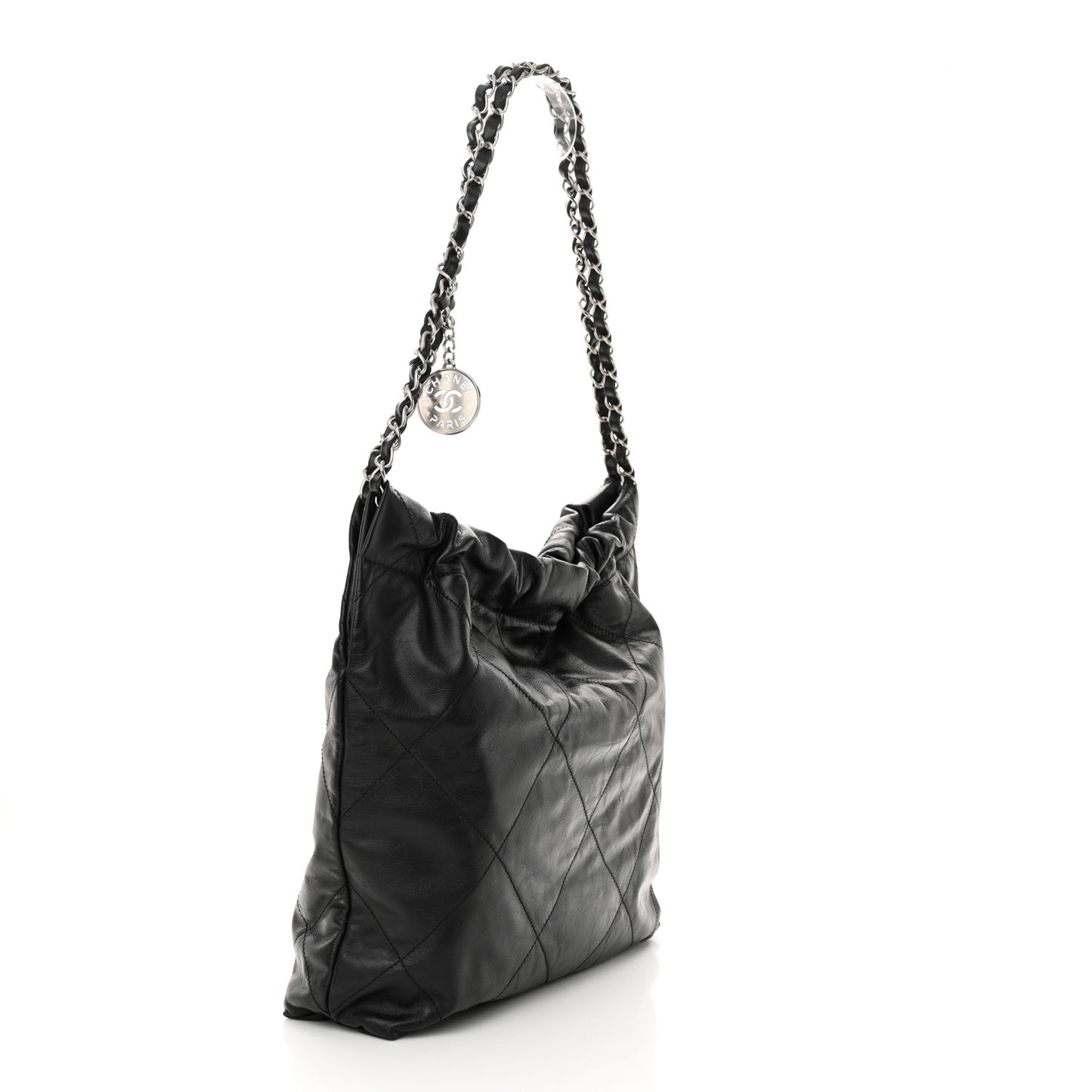 Shiny Calfskin Quilted Small Chanel 22 Black