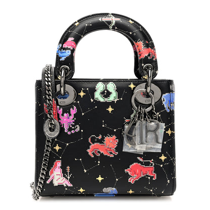 Christian Dior Calfskin Pixel Zodiac Mini Lady Dior Black Multicolor 1 of 9