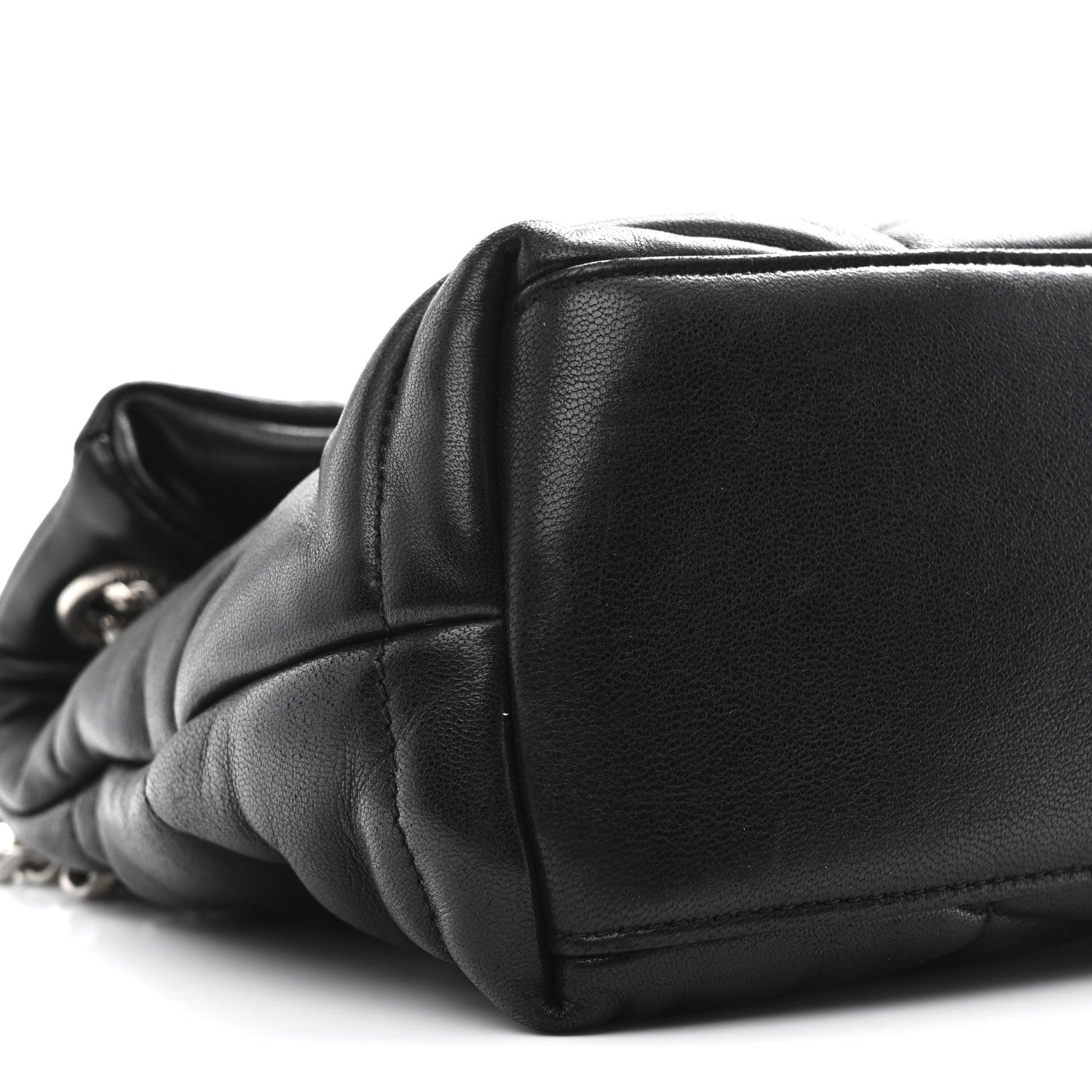 Saint Laurent Lambskin Quilted Small Loulou Puffer Monogram Chain Satchel Black 9 of 10