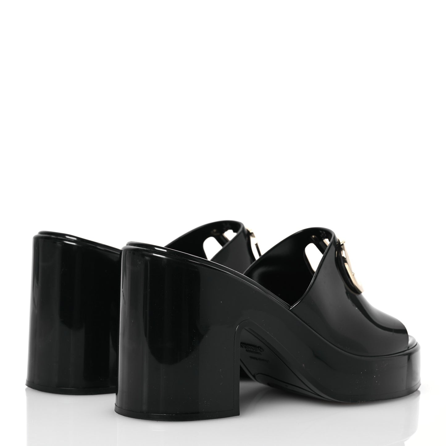 Rubber VLogo PM Platform Slide Sandals 38 Black