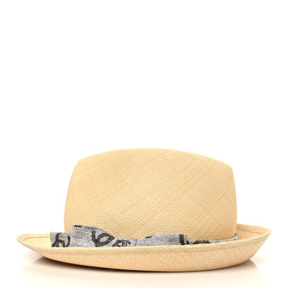 Chanel Straw CC Fedora Hat M Beige White Black 3 of 7