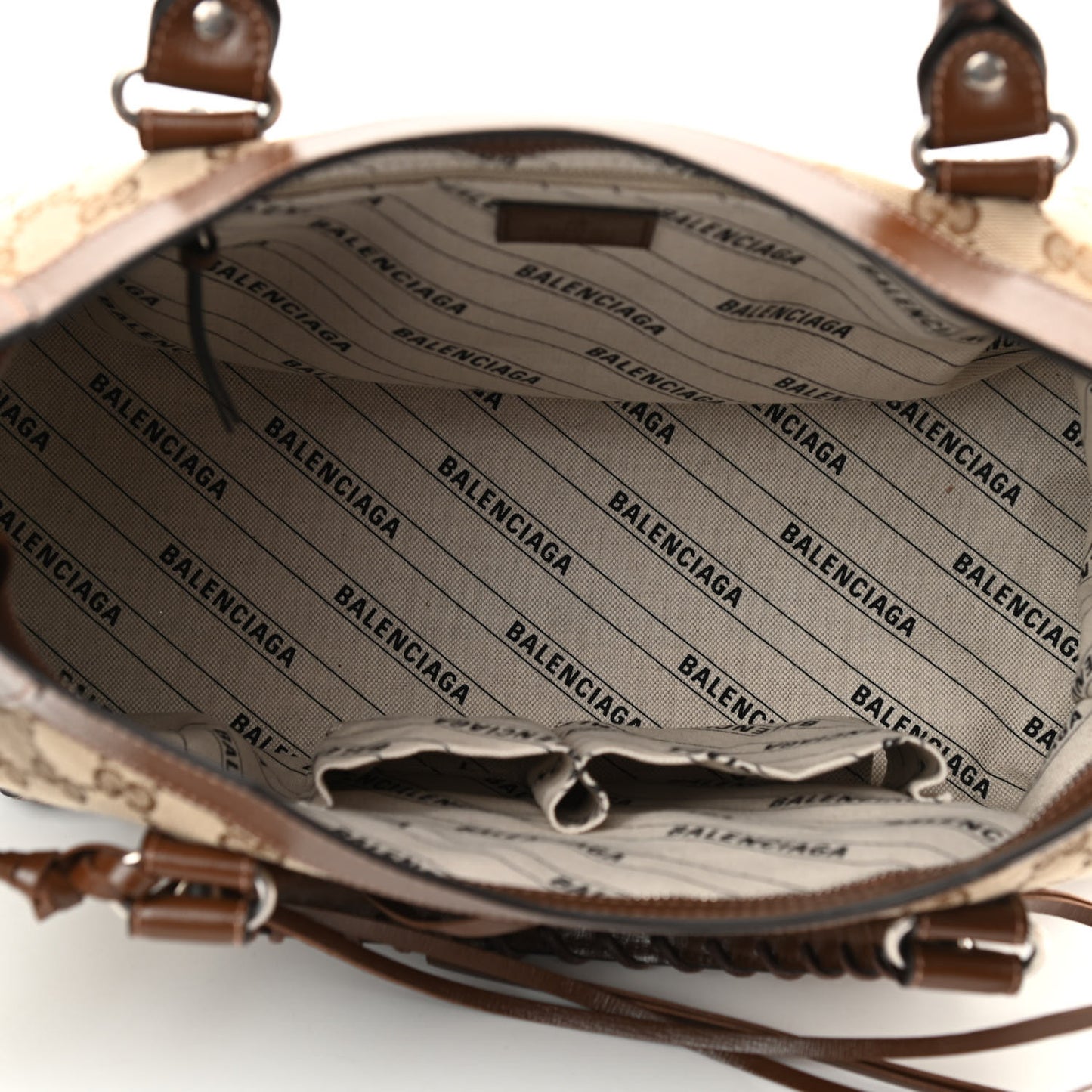 X GUCCI GG Monogram Azalea Calfskin Neo Classic Silver Hardware Medium City Beige Ebony Brown Sugar