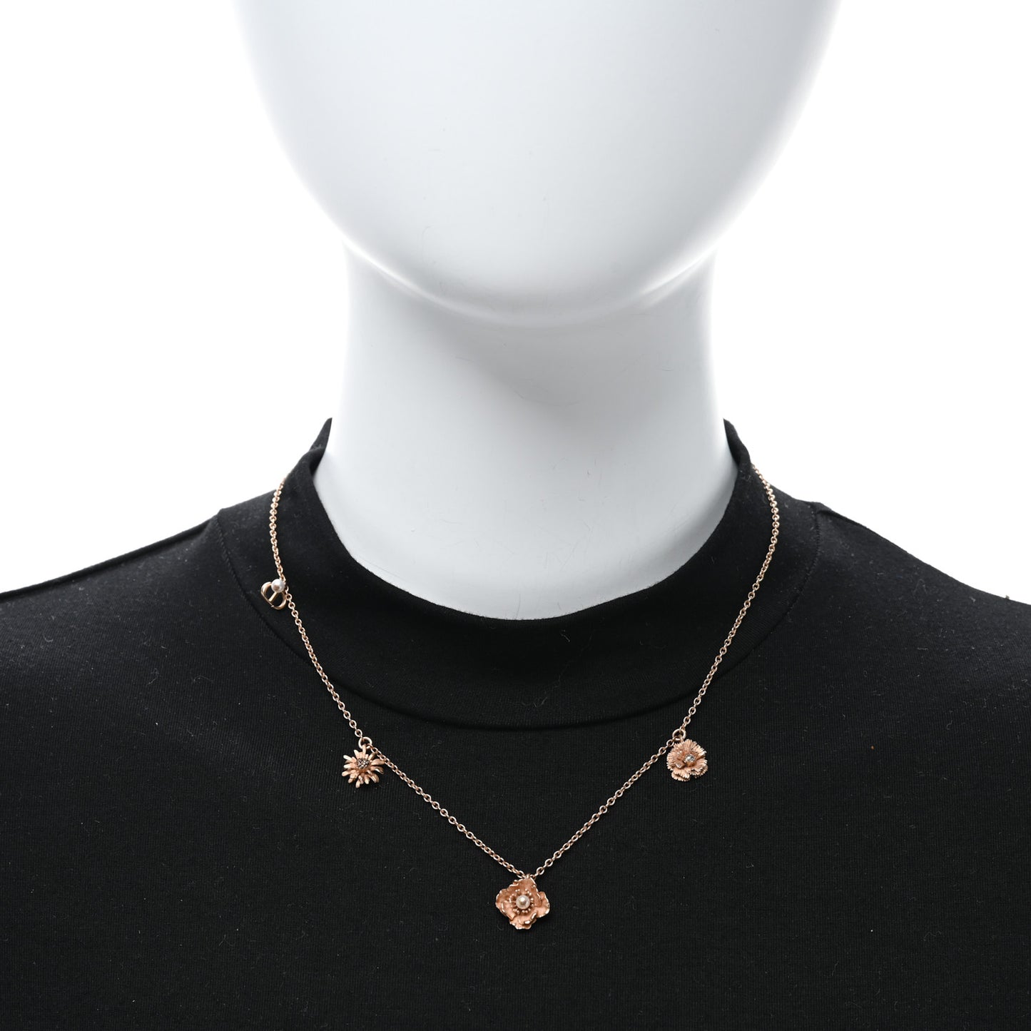 Metal Pearl Flower Daisy Necklace Gold