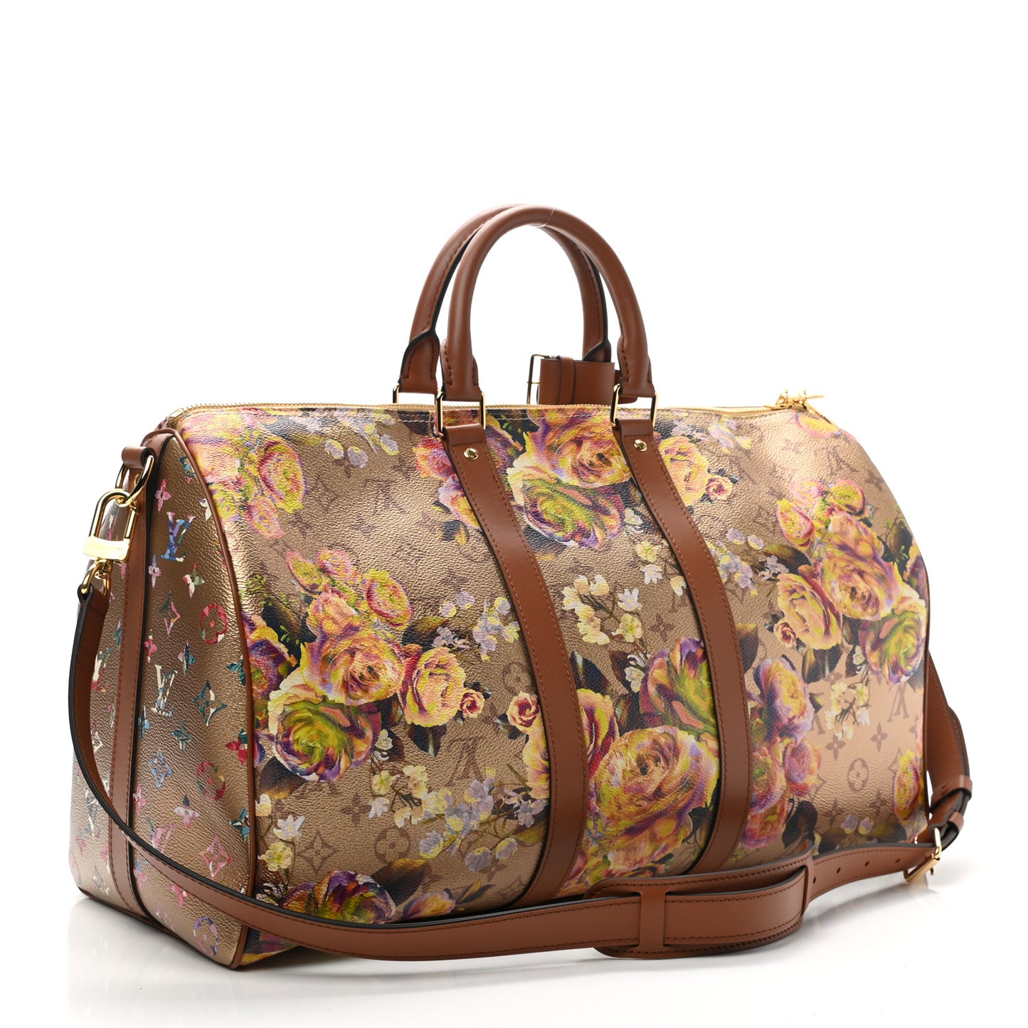 Metallic Monogram LV Garden Keepall Bandouliere 45 Gold