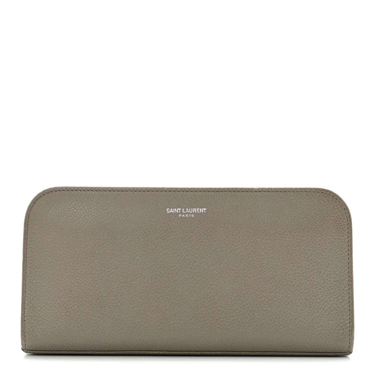 Grained Calfskin Classic Zip Around Continental Wallet Light Grey