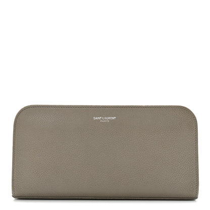 Saint Laurent Grained Calfskin Classic Zip Around Continental Wallet Light Grey 1 of 10