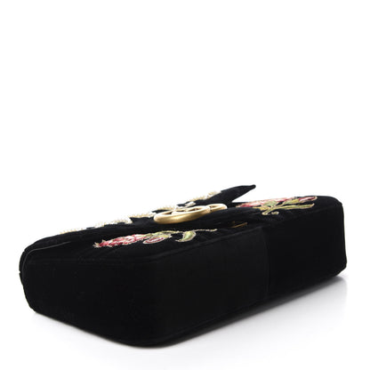 Gucci Velvet Matelasse Loved Embroidered Medium GG Marmont Shoulder Bag Black 4 of 10