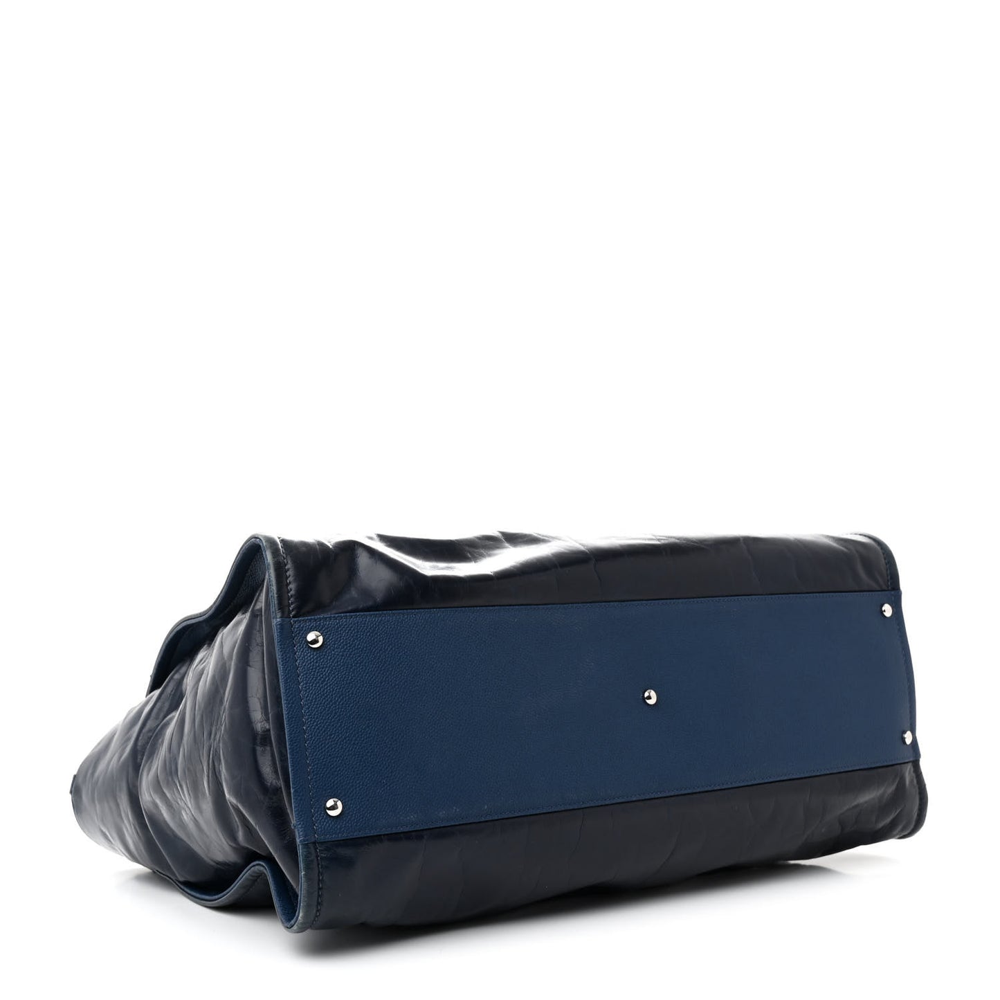 Glazed Calfskin Large Deauville Tote Blue