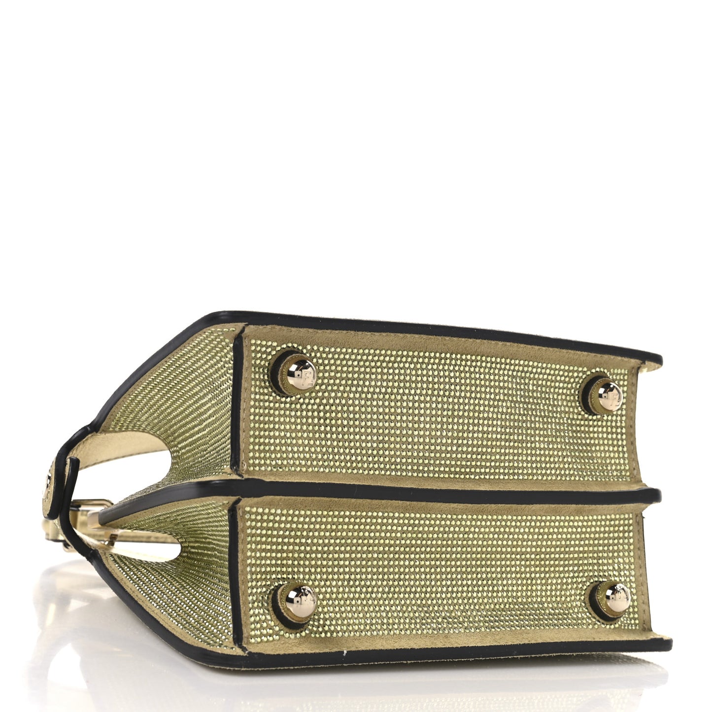 Crystal Vitello Laminato FF Petite Peekaboo I SEE U Satchel Crystal Platinum Light Gold