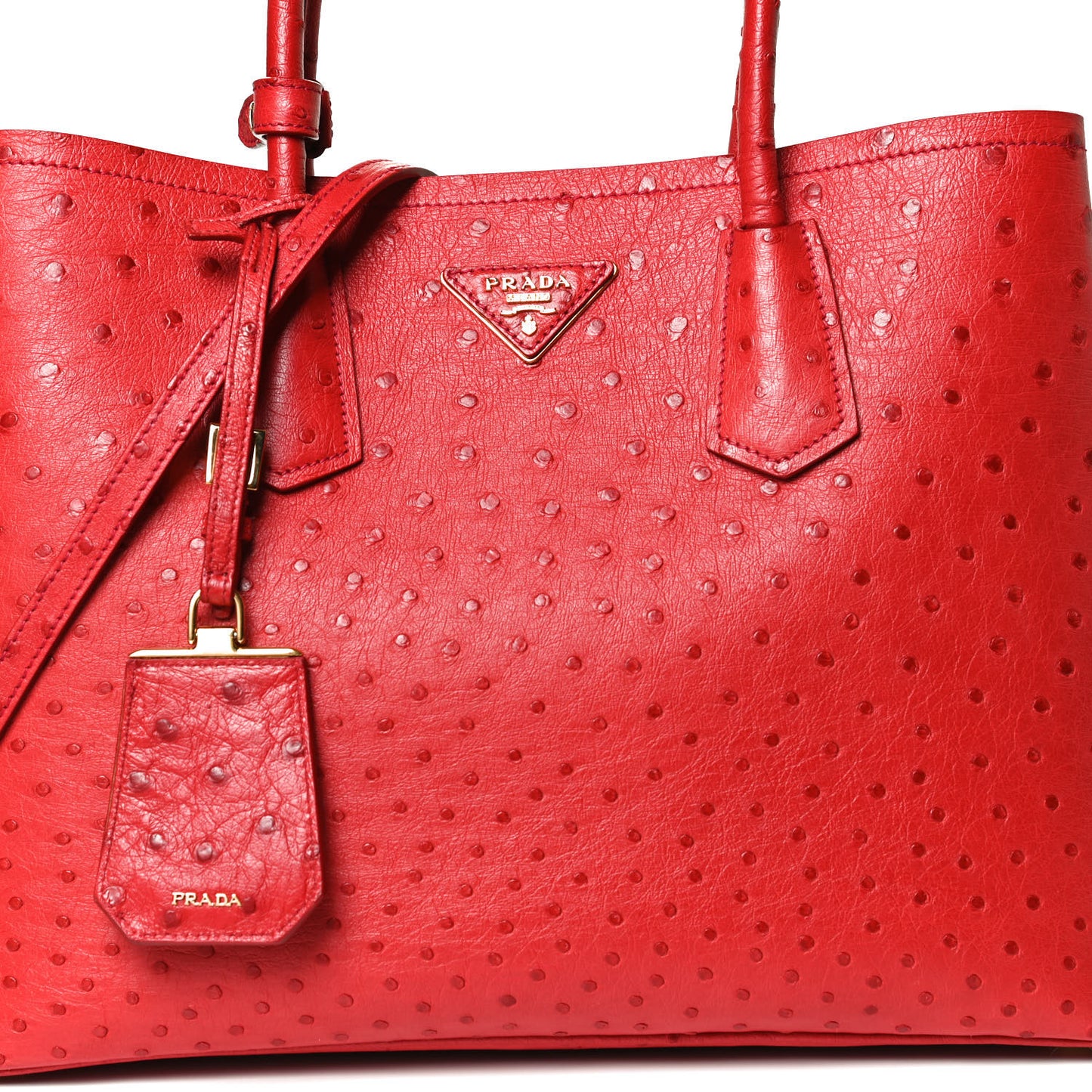 Ostrich Medium Double Bag Rosso