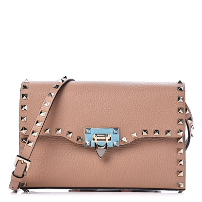 Valentino Garavani Pebbled Calfskin Medium Rockstud Flip Lock Crossbody Bag Skin Sorbet 1 of 9