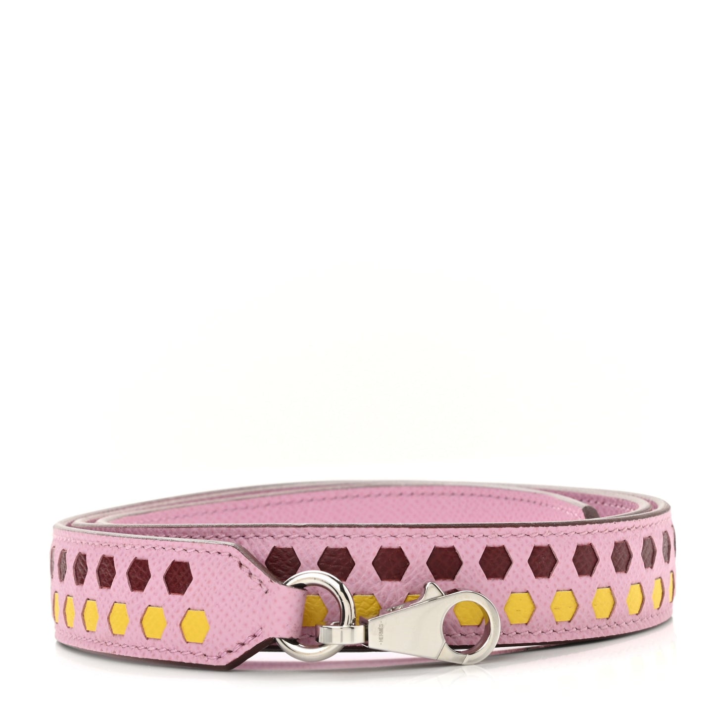 Epsom 25mm Hexagone Tressage Shoulder Strap Mauve Sylvestre Rouge H Jaune de Naples