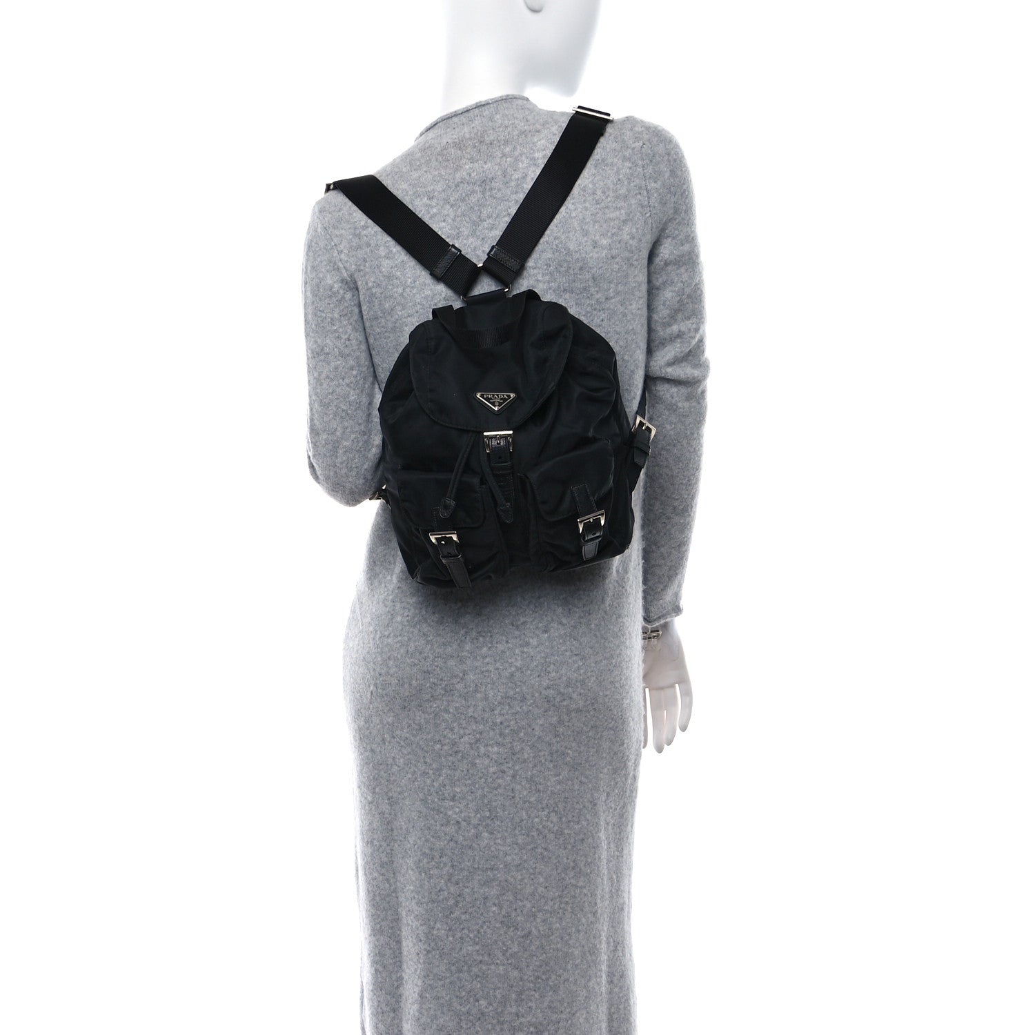 Prada Tessuto Nylon Saffiano Small Backpack Black 2 of 10