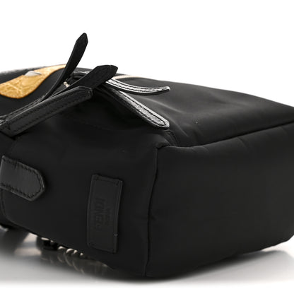 Fendi Nylon Vitello Dolce Goat Fox Fur Crocodile Monster Eyes Mini Backpack Black Sunflower 9 of 11