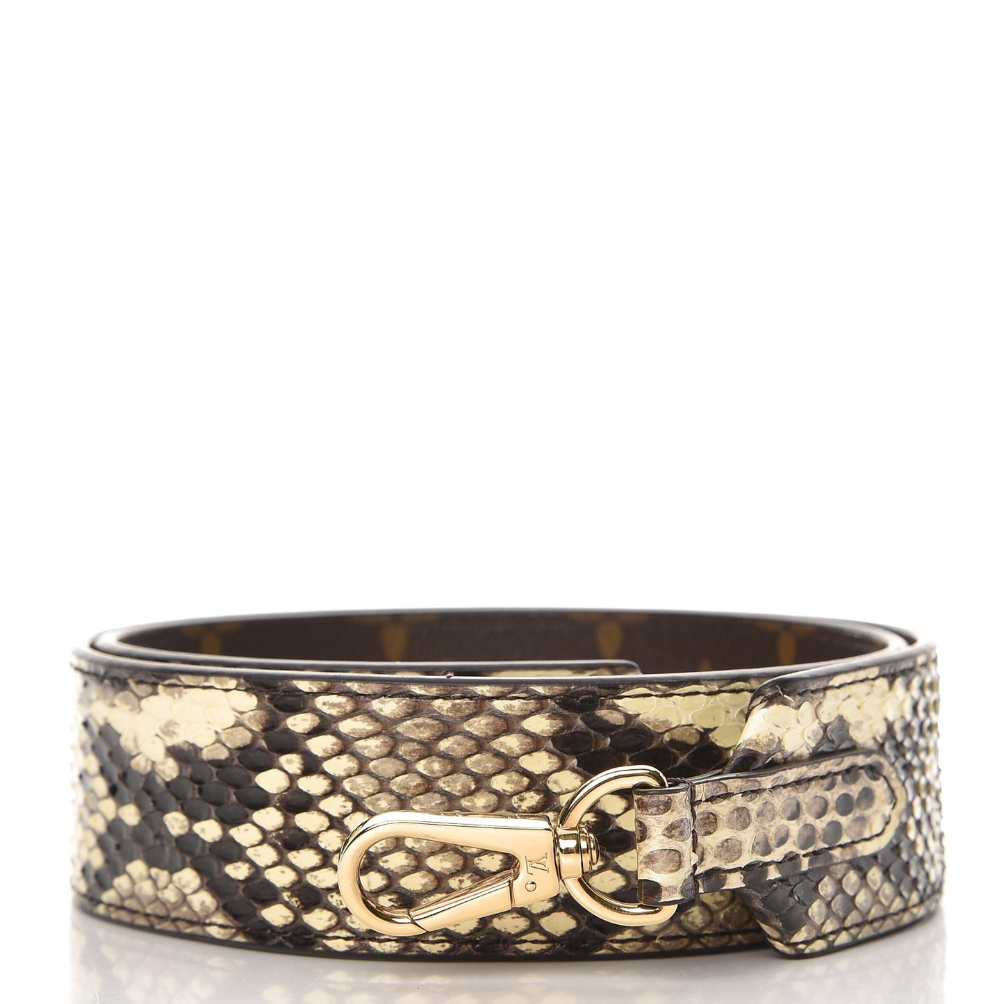 Monogram Python Bandouliere Shoulder Strap Beige Clair