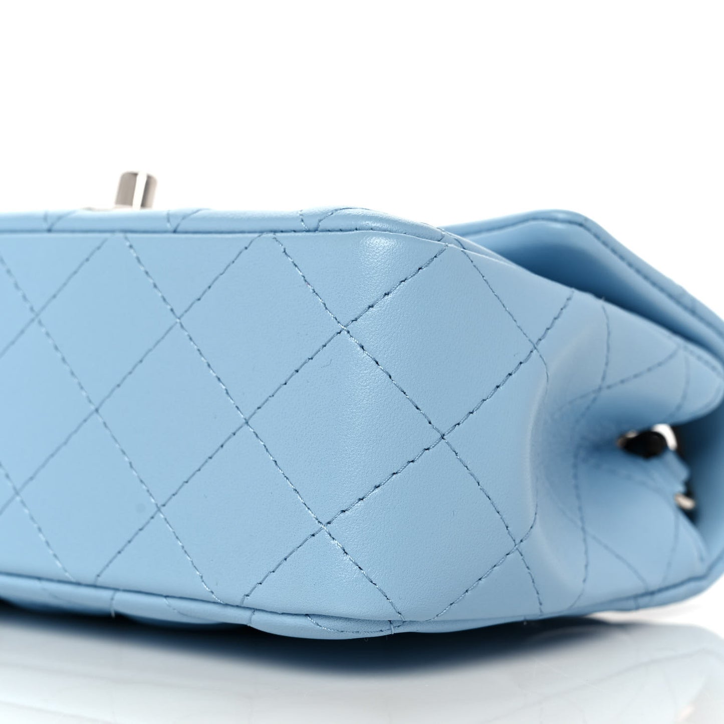 Lambskin Quilted Mini Rectangular Flap Light Blue