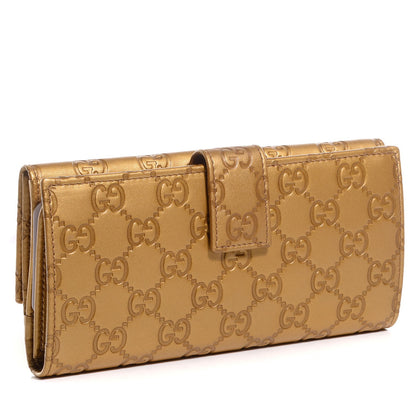 Gucci Metallic Soft Guccissima Lovely Continental Wallet Gold 3 of 8
