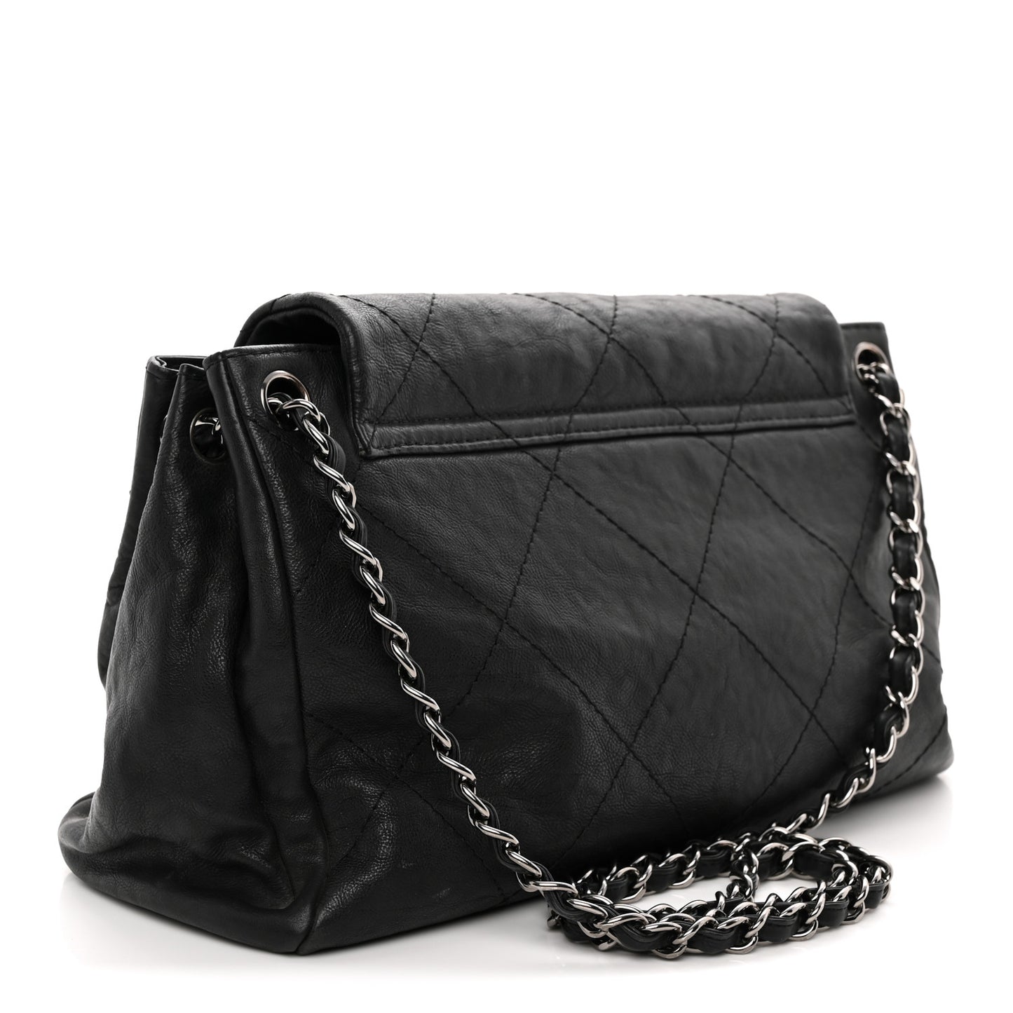 Calfskin Quilted Large Hamptons Flap Black