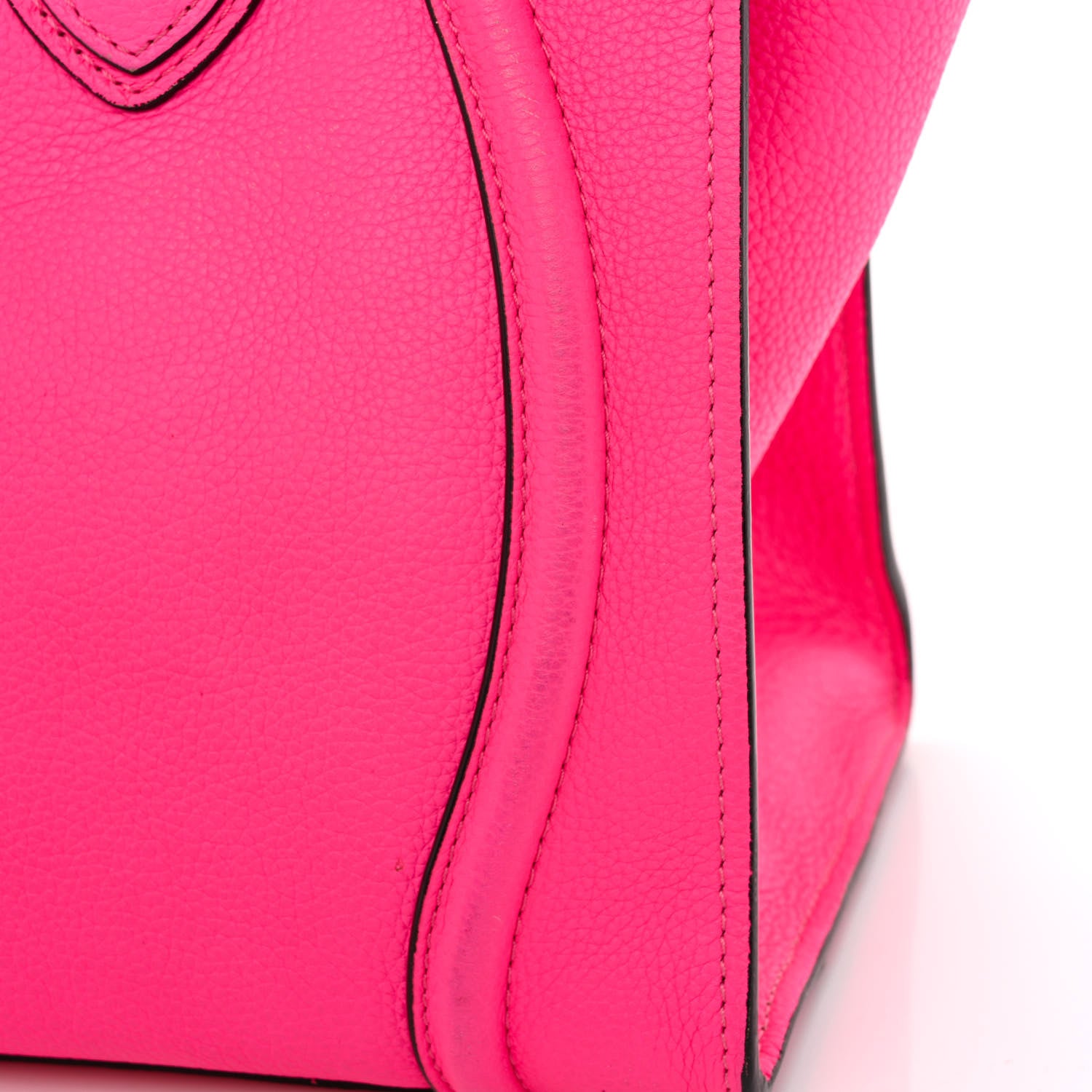 Celine Drummed Calfskin Mini Luggage Fluo Pink 14 of 14