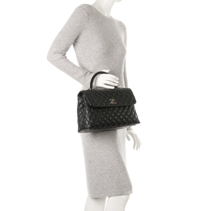Chanel Caviar Lizard Quilted Medium Coco Handle Flap Black 2 of 9