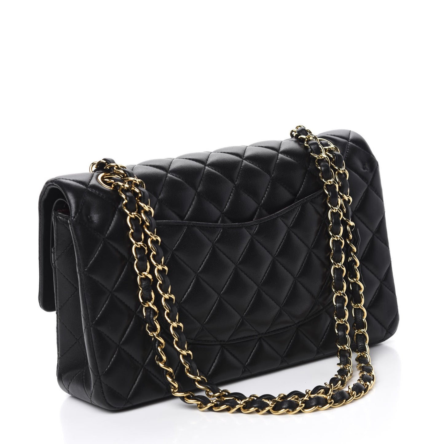 Lambskin Quilted Medium Double Flap Black