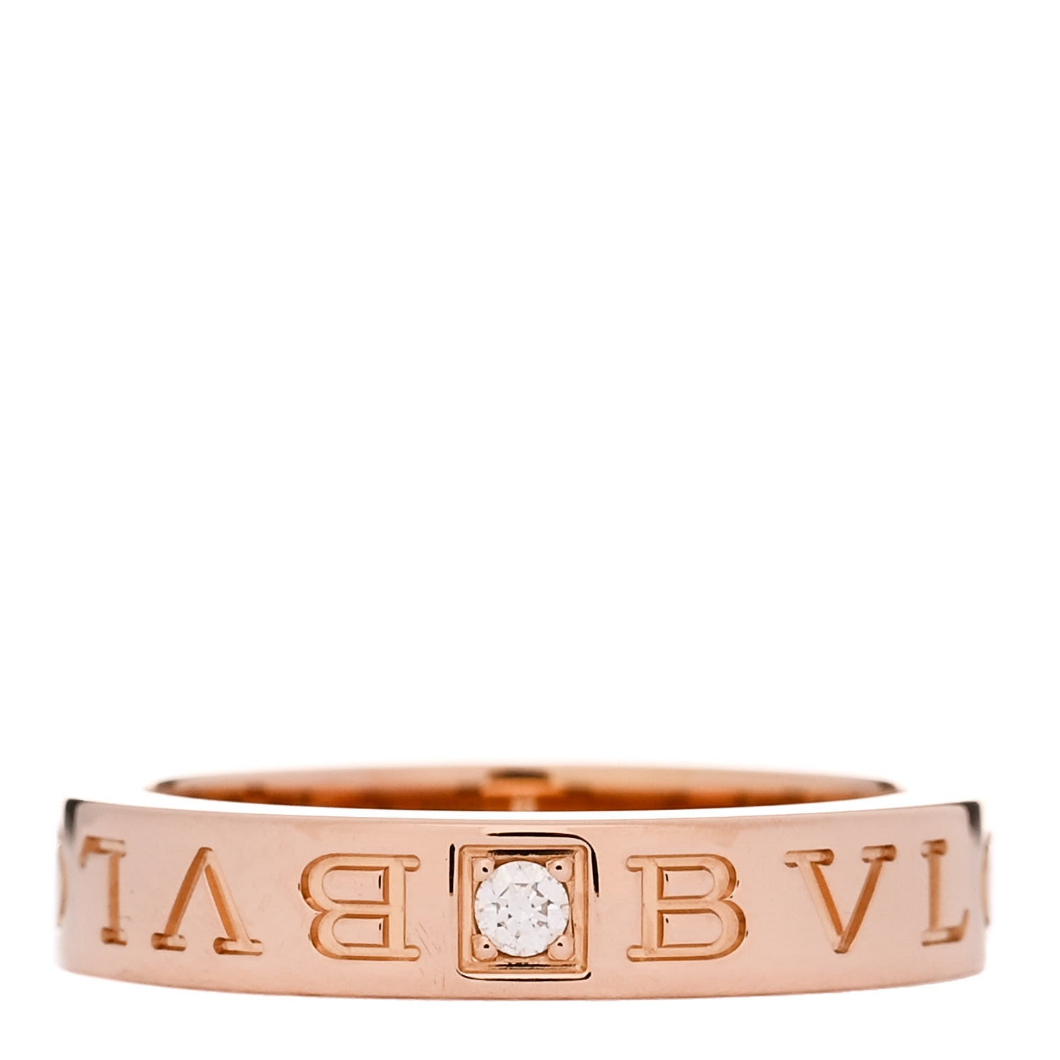 Bulgari 18K Rose Gold Diamond B.Zero1 Essential Band Ring 55 7.25 1 of 6