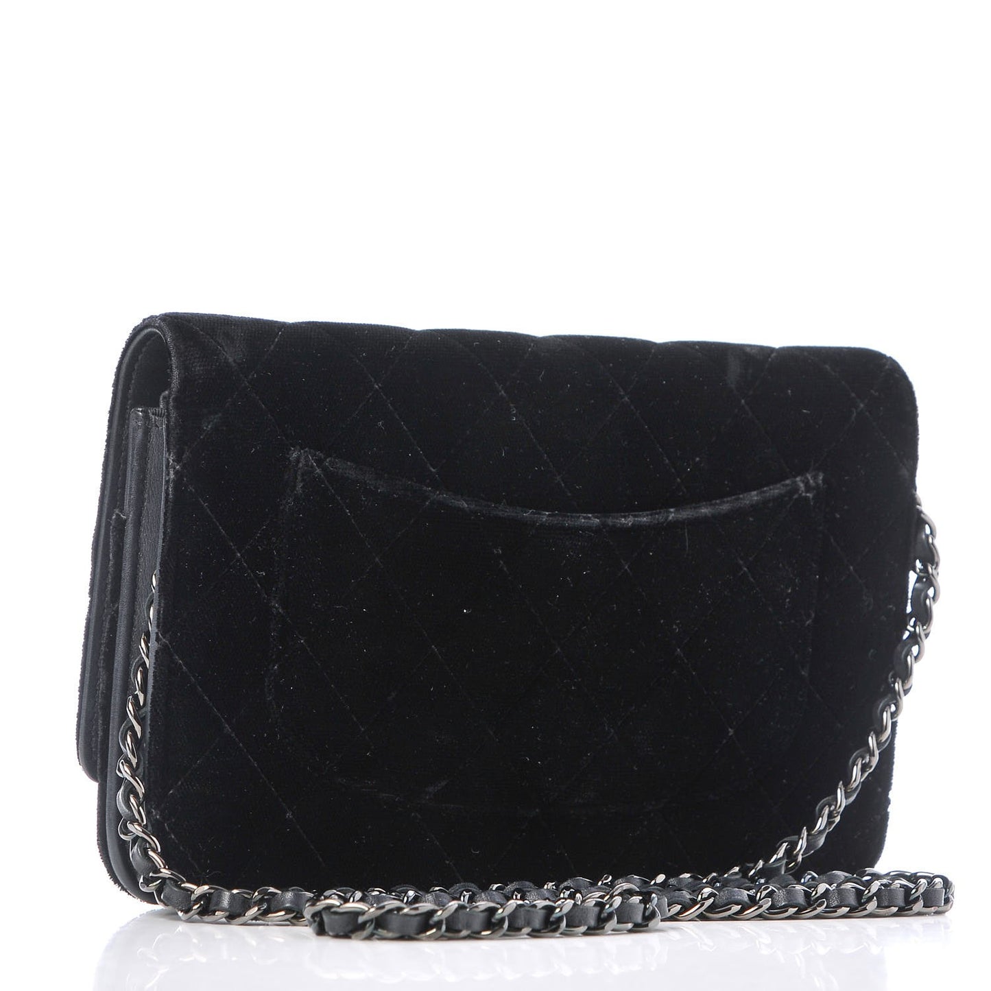 Velvet Quilted Wallet On Chain WOC Black