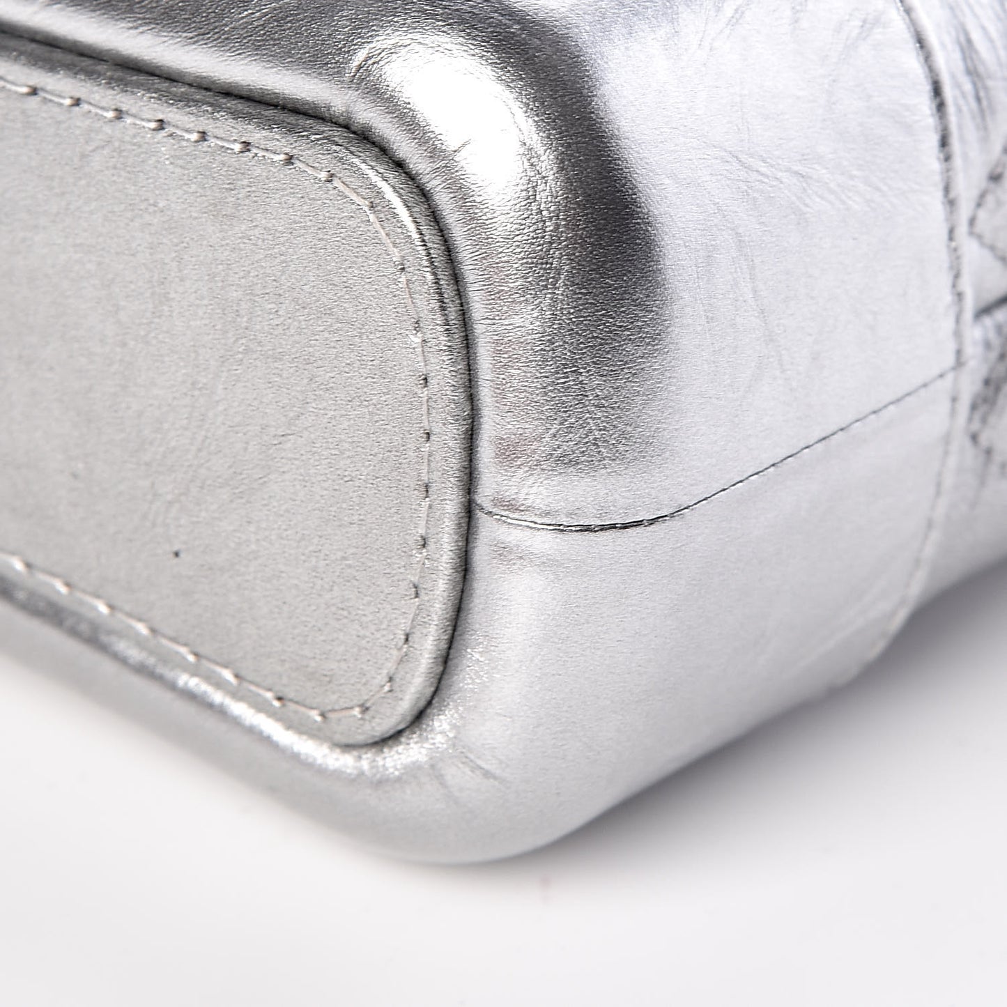 Metallic Aged Calfskin Quilted Small Gabrielle Hobo Silver