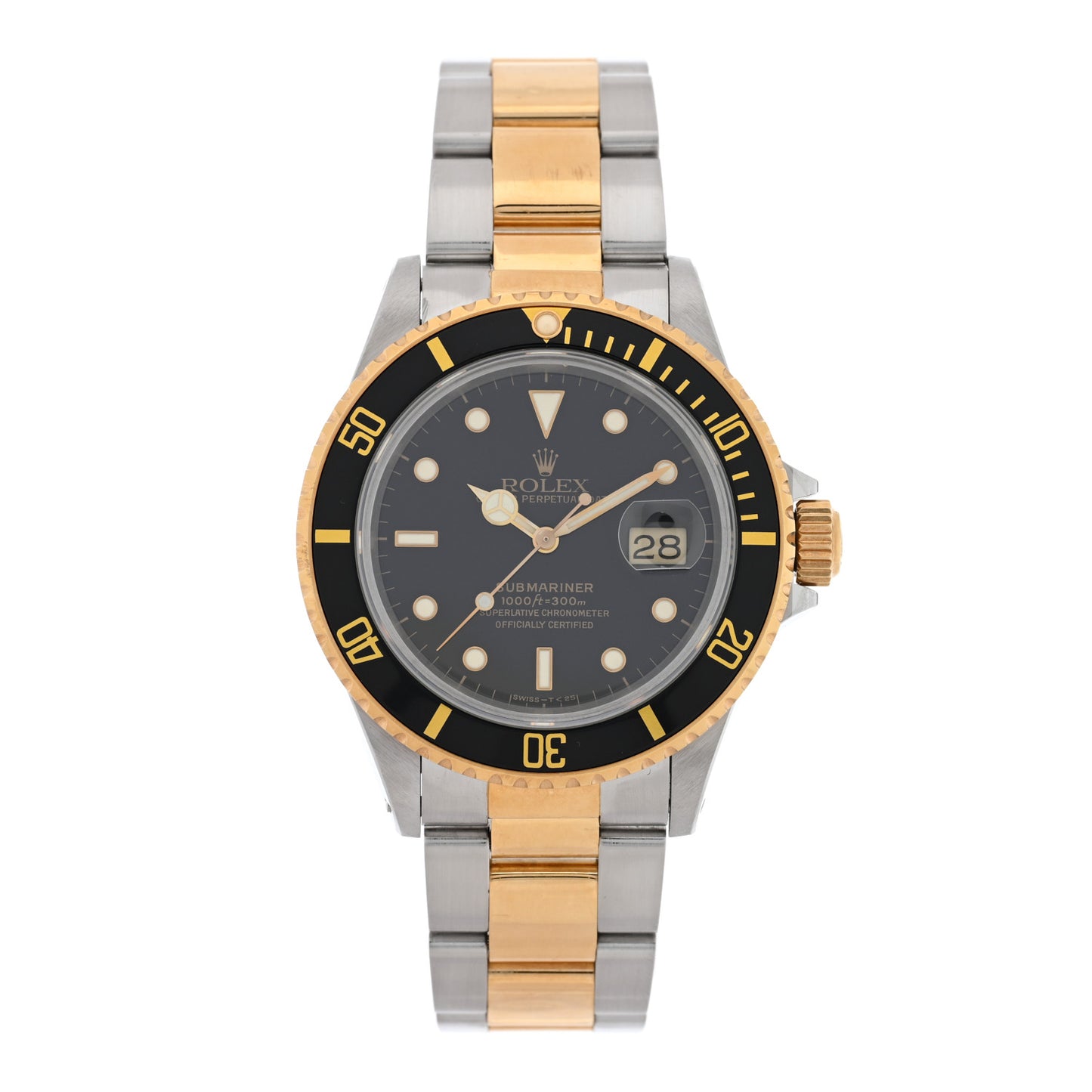 Stainless Steel 18K Yellow Gold 40mm Submariner Date Watch Black 16803