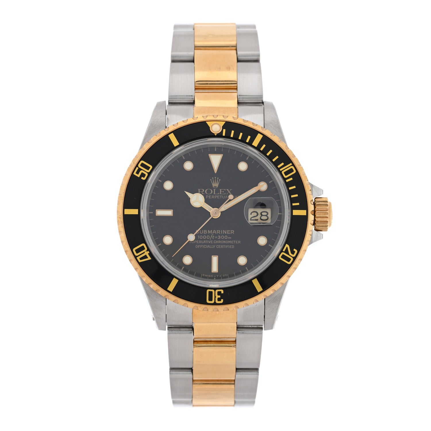Rolex Stainless Steel 18K Yellow Gold 40mm Submariner Date Watch Black 16803 1 of 5